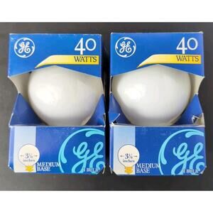GE 40W G25 Globe Light Bulbs Frosted White Medium Base 40G25/W Lot of 2